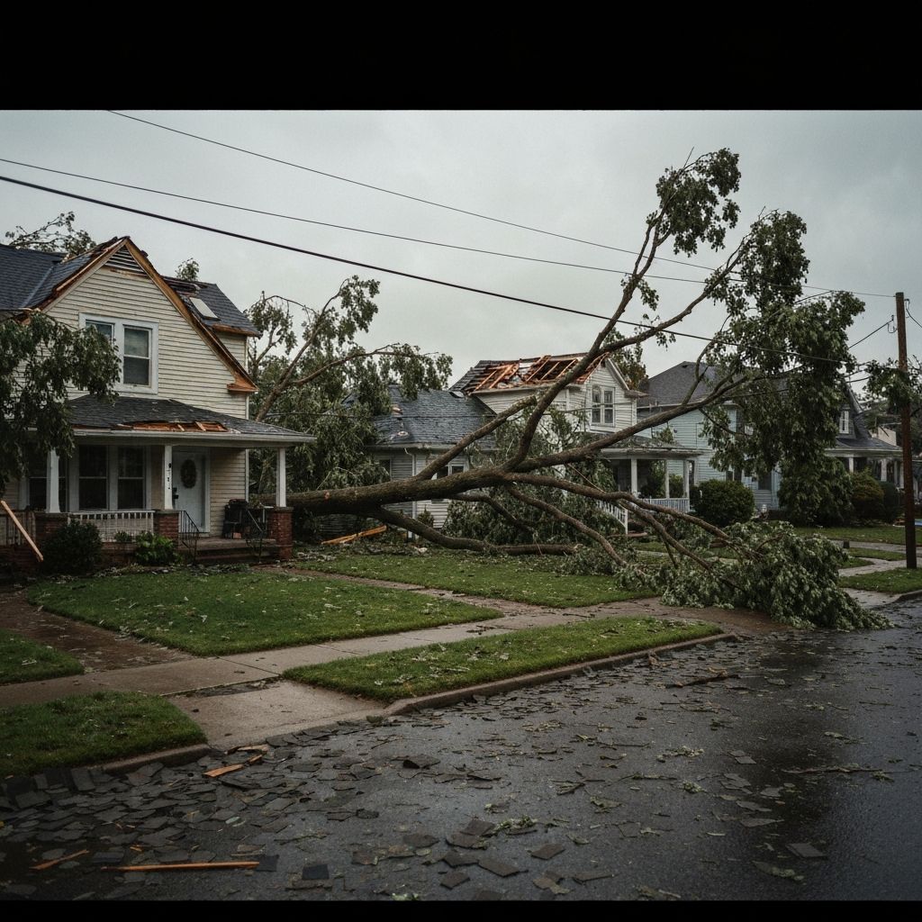 Storm damage to residential roof